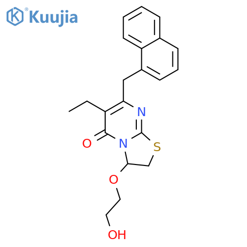 6-ethyl-3-(2-hydroxyethoxy)-7-(naphthalen-1-ylmethyl)-2,3-dihydro-5H-[1,3]thiazolo[3,2-a]pyrimidin-5-one structure