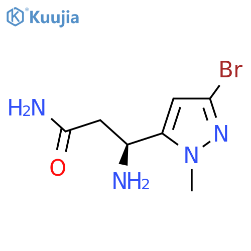 (3S)-3-amino-3-(3-bromo-1-methyl-1H-pyrazol-5-yl)propanamide structure