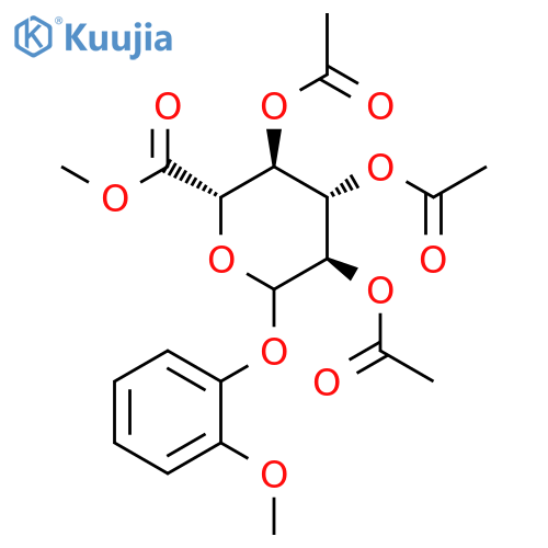 D-Glucopyranosiduronic acid, 2-methoxyphenyl, methyl ester, triacetate structure