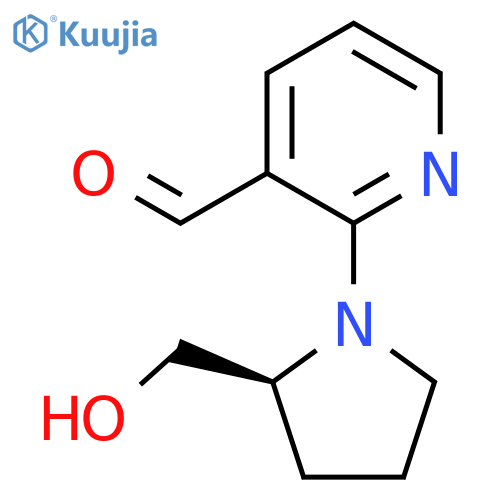 2-[(2S)-2-(hydroxymethyl)pyrrolidin-1-yl]pyridine-3-carbaldehyde structure