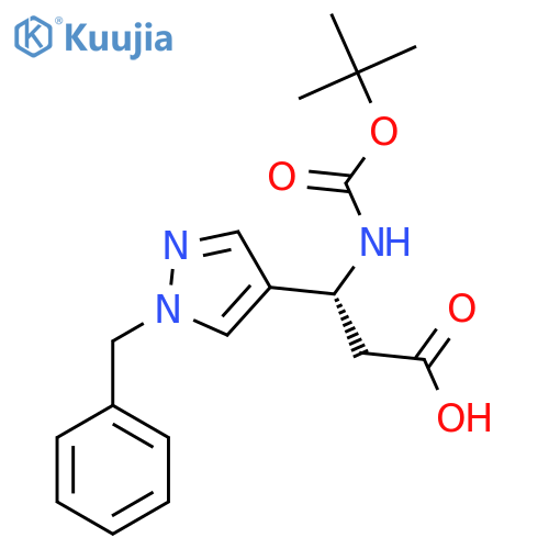 (3R)-3-(1-benzyl-1H-pyrazol-4-yl)-3-{(tert-butoxy)carbonylamino}propanoic acid structure