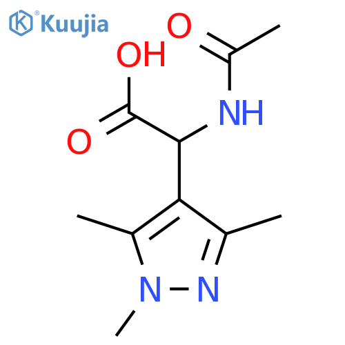 2-acetamido-2-(trimethyl-1H-pyrazol-4-yl)acetic acid structure