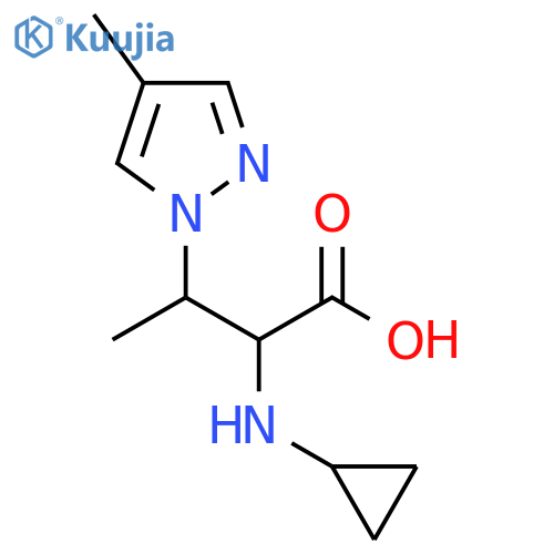 2-(cyclopropylamino)-3-(4-methyl-1H-pyrazol-1-yl)butanoic acid structure