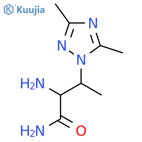 2-amino-3-(dimethyl-1H-1,2,4-triazol-1-yl)butanamide structure