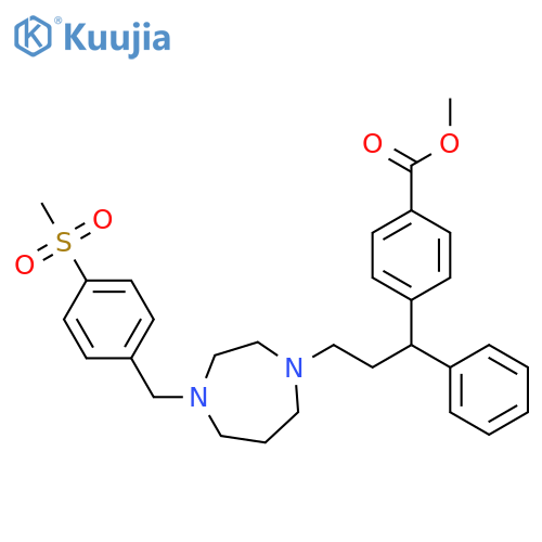 Benzoic acid, 4-[3-[hexahydro-4-[[4-(methylsulfonyl)phenyl]methyl]-1H-1,4-diazepin-1-yl]-1-phenylpropyl]-, methyl ester structure