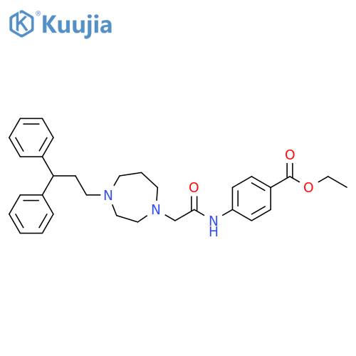 Benzoic acid,4-[[[4-(3,3-diphenylpropyl)hexahydro-1H-1,4-diazepin-1-yl]acetyl]amino]-, ethyl ester structure