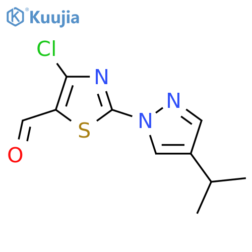 4-chloro-2-4-(propan-2-yl)-1H-pyrazol-1-yl-1,3-thiazole-5-carbaldehyde structure