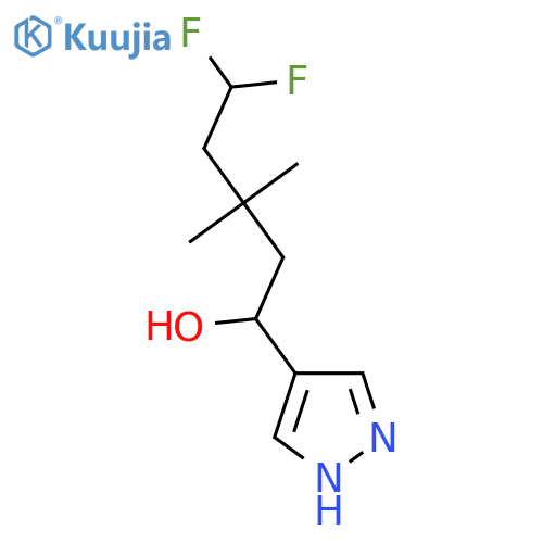 5,5-difluoro-3,3-dimethyl-1-(1H-pyrazol-4-yl)pentan-1-ol structure