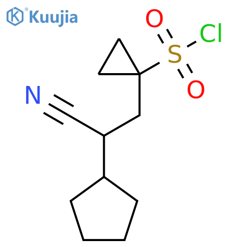 1-(2-cyano-2-cyclopentylethyl)cyclopropane-1-sulfonyl chloride structure