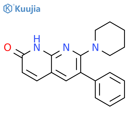 1,8-NAPHTHYRIDIN-2(1H)-ONE, 6-PHENYL-7-(1-PIPERIDINYL)- structure