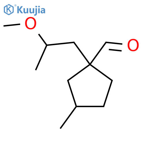 1-(2-methoxypropyl)-3-methylcyclopentane-1-carbaldehyde structure