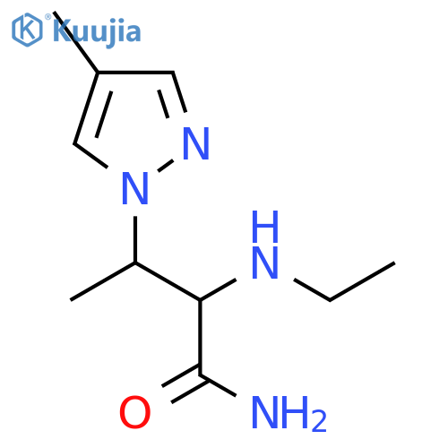 2-(ethylamino)-3-(4-methyl-1H-pyrazol-1-yl)butanamide structure