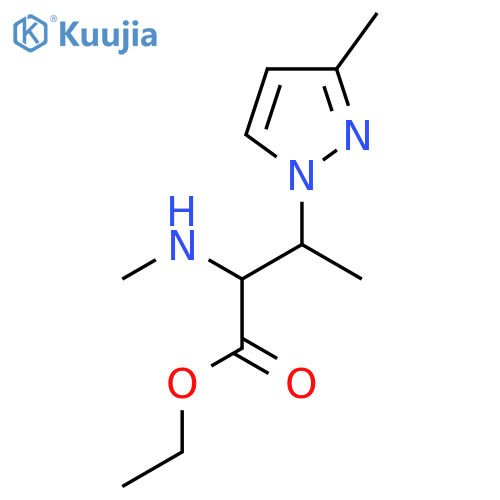 ethyl 3-(3-methyl-1H-pyrazol-1-yl)-2-(methylamino)butanoate structure