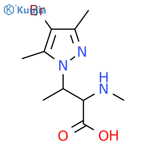 3-(4-bromo-3,5-dimethyl-1H-pyrazol-1-yl)-2-(methylamino)butanoic acid structure