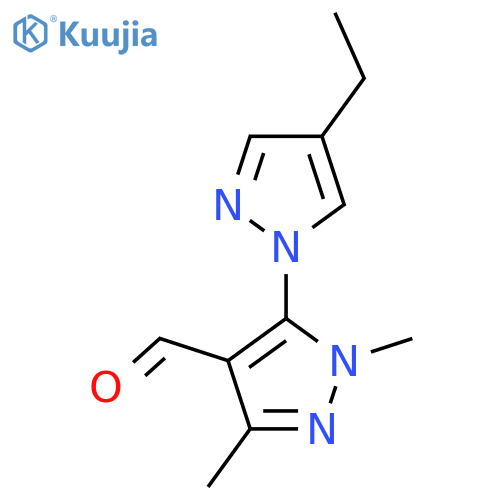 5-(4-ethyl-1H-pyrazol-1-yl)-1,3-dimethyl-1H-pyrazole-4-carbaldehyde structure
