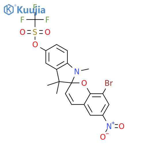 Methanesulfonic acid, 1,1,1-trifluoro-, 8-bromo-1',3'-dihydro-1',3',3'-trimethyl-6-nitrospiro[2H-1-benzopyran-2,2'-[2H]indol]-5'-yl ester structure