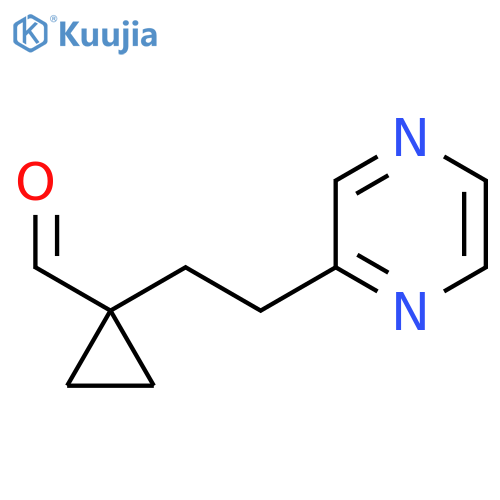 1-2-(pyrazin-2-yl)ethylcyclopropane-1-carbaldehyde structure