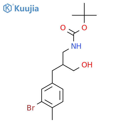 tert-butyl N-{2-[(3-bromo-4-methylphenyl)methyl]-3-hydroxypropyl}carbamate structure