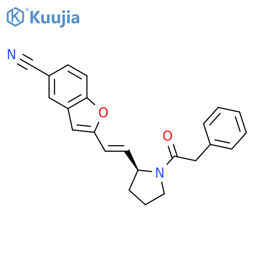 Pyrrolidine, 2-[2-(5-cyano-2-benzofuranyl)ethenyl]-1-(phenylacetyl)-, (S)- structure