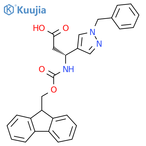 (3R)-3-(1-benzyl-1H-pyrazol-4-yl)-3-({(9H-fluoren-9-yl)methoxycarbonyl}amino)propanoic acid structure