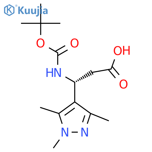 (3R)-3-{(tert-butoxy)carbonylamino}-3-(trimethyl-1H-pyrazol-4-yl)propanoic acid structure