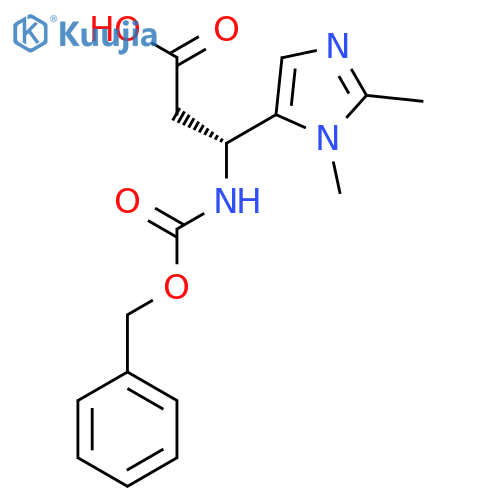(3R)-3-{(benzyloxy)carbonylamino}-3-(1,2-dimethyl-1H-imidazol-5-yl)propanoic acid structure