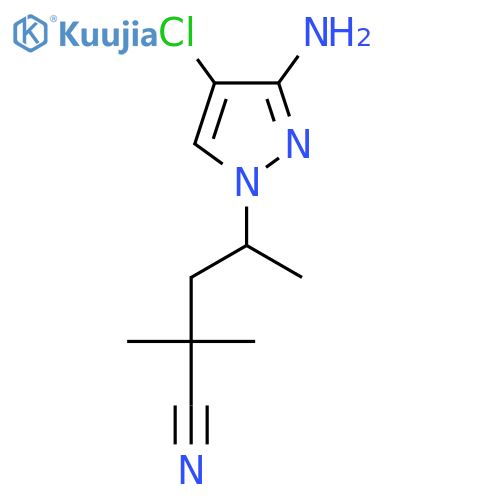 4-(3-amino-4-chloro-1H-pyrazol-1-yl)-2,2-dimethylpentanenitrile structure