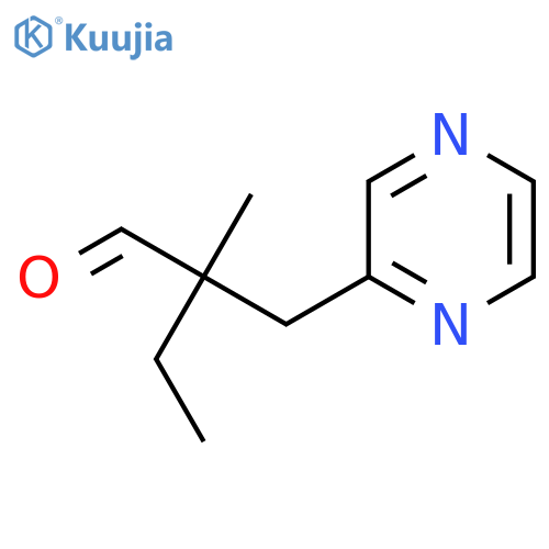 2-methyl-2-(pyrazin-2-yl)methylbutanal structure