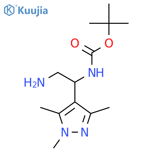 tert-butyl N-2-amino-1-(trimethyl-1H-pyrazol-4-yl)ethylcarbamate structure
