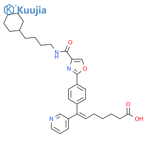 6-Heptenoic acid, 7-[4-[4-[[(4-cyclohexylbutyl)amino]carbonyl]-2-oxazolyl]phenyl]-7-(3-pyridinyl)-, (6E)- structure