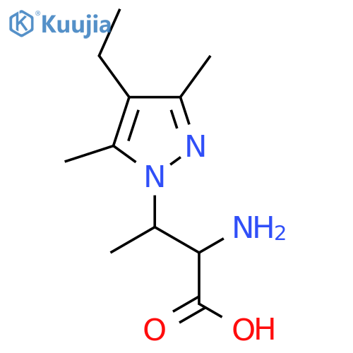 2-amino-3-(4-ethyl-3,5-dimethyl-1H-pyrazol-1-yl)butanoic acid structure