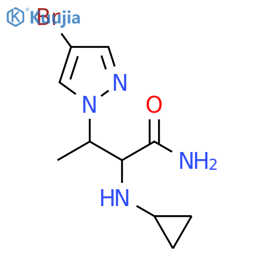 3-(4-bromo-1H-pyrazol-1-yl)-2-(cyclopropylamino)butanamide structure