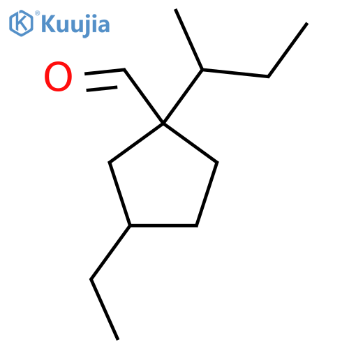 1-(butan-2-yl)-3-ethylcyclopentane-1-carbaldehyde structure