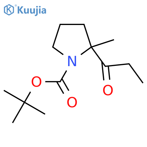 1-Pyrrolidinecarboxylic acid, 2-methyl-2-(1-oxopropyl)-, 1,1-dimethylethyl ester structure