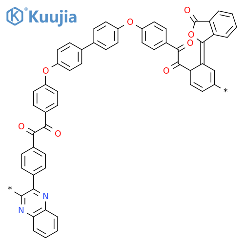 Poly[2,3-quinoxalinediyl-1,4-phenylene(1,2-dioxo-1,2-ethanediyl)-1,4-phenyleneoxy-1,4-phenylene(3-oxo-1(3H)-isobenzofuranylidene)-1,4-phenyleneoxy-1,4-phenylene(1,2-dioxo-1,2-ethanediyl)-1,4-phenylene] structure