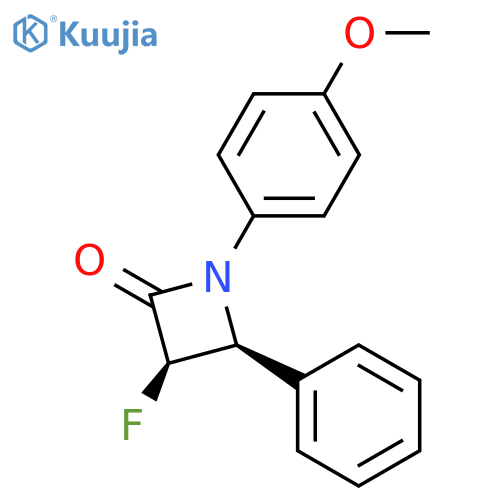 2-Azetidinone, 3-fluoro-1-(4-methoxyphenyl)-4-phenyl-, (3R-cis)- structure