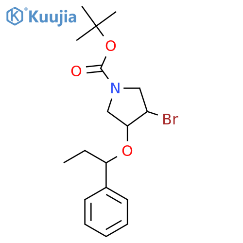 tert-butyl 3-bromo-4-(1-phenylpropoxy)pyrrolidine-1-carboxylate structure