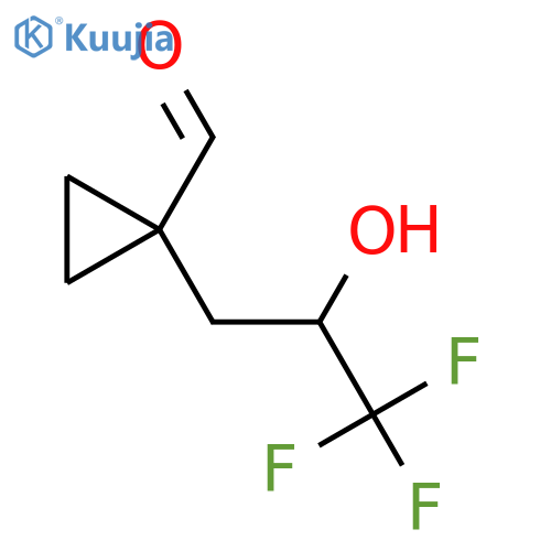 1-(3,3,3-trifluoro-2-hydroxypropyl)cyclopropane-1-carbaldehyde structure