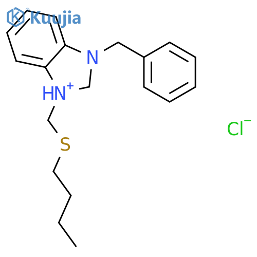 1H-Benzimidazolium, 1-[(butylthio)methyl]-3-(phenylmethyl)-, chloride structure