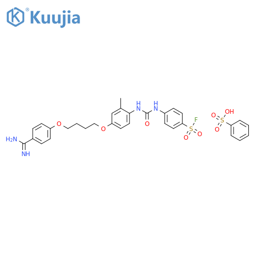 Benzenesulfonic Acid;4-[[4-[4-(4-carbamimidoylphenoxy)butoxy]-2-methylphenyl]carbamoylamino]benzenesulfonyl Fluoride structure