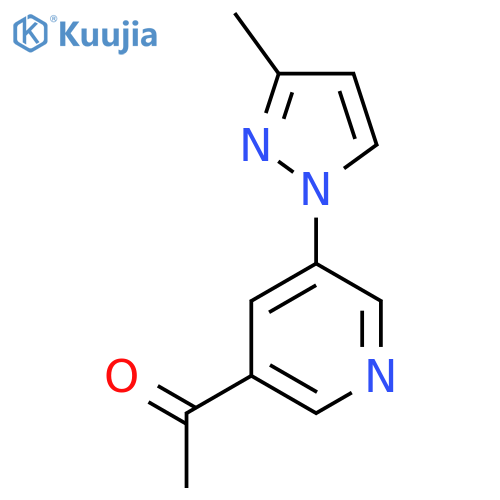 1-5-(3-methyl-1H-pyrazol-1-yl)pyridin-3-ylethan-1-one structure