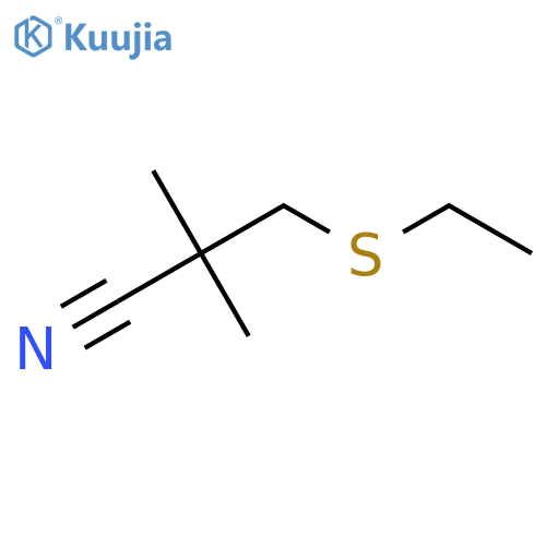 3-(ethylsulfanyl)-2,2-dimethylpropanenitrile structure