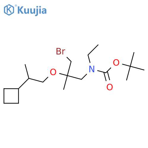 tert-butyl N-3-bromo-2-(2-cyclobutylpropoxy)-2-methylpropyl-N-ethylcarbamate structure