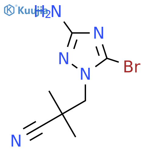 3-(3-amino-5-bromo-1H-1,2,4-triazol-1-yl)-2,2-dimethylpropanenitrile structure