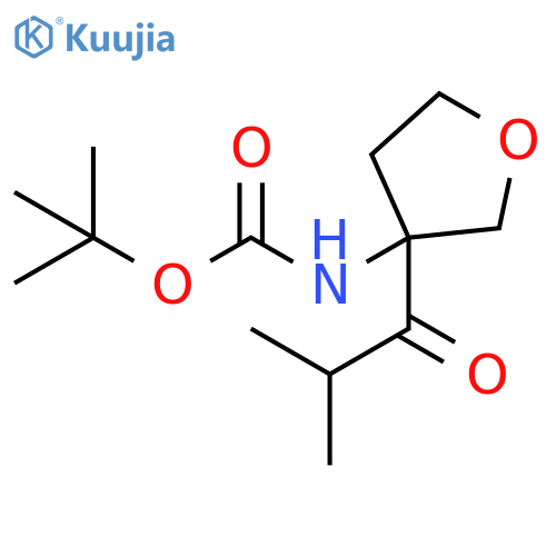 Carbamic acid, N-[tetrahydro-3-(2-methyl-1-oxopropyl)-3-furanyl]-, 1,1-dimethylethyl ester structure
