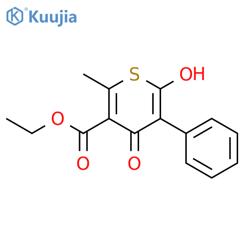 ethyl 6-hydroxy-2-methyl-4-oxo-5-phenyl-4H-thiopyran-3-carboxylate structure
