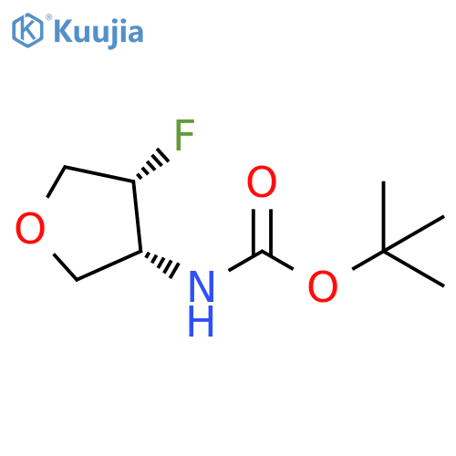 Carbamic acid, N-[(3R,4R)-4-fluorotetrahydro-3-furanyl]-, 1,1-dimethylethyl ester, rel- structure