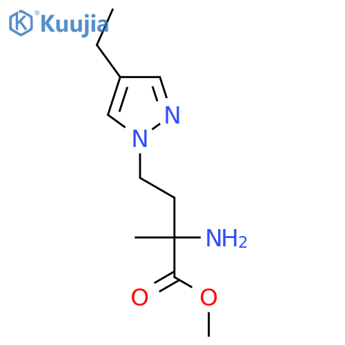 methyl 2-amino-4-(4-ethyl-1H-pyrazol-1-yl)-2-methylbutanoate structure