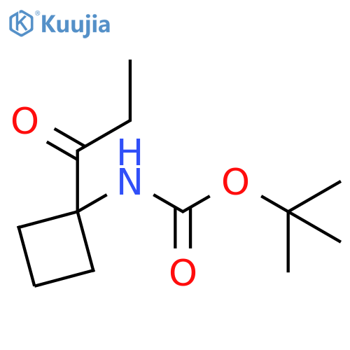 Carbamic acid, N-[1-(1-oxopropyl)cyclobutyl]-, 1,1-dimethylethyl ester structure
