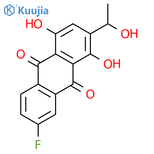 9,10-Anthracenedione, 7-fluoro-1,4-dihydroxy-2-(1-hydroxyethyl)- structure